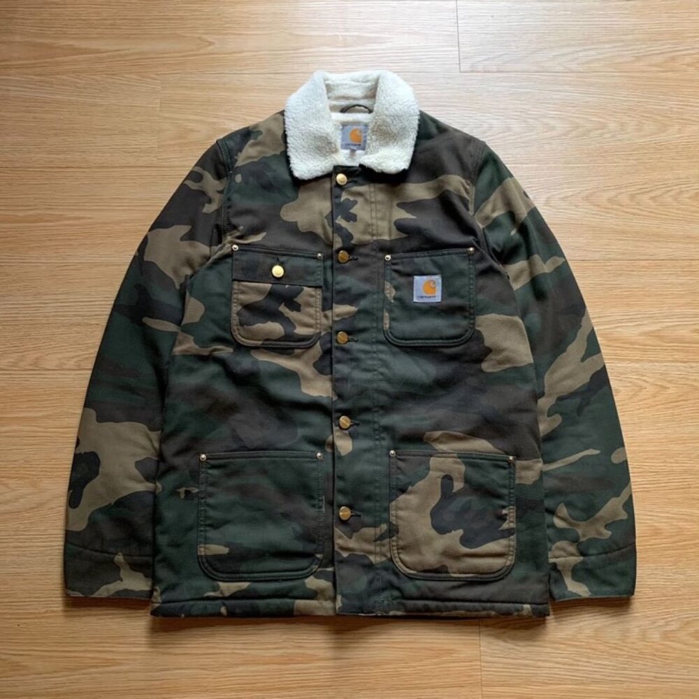 Carhartt Wip Phoenix Camo Sherpa Canvas Coat Jacket Military Woodland Camouflage